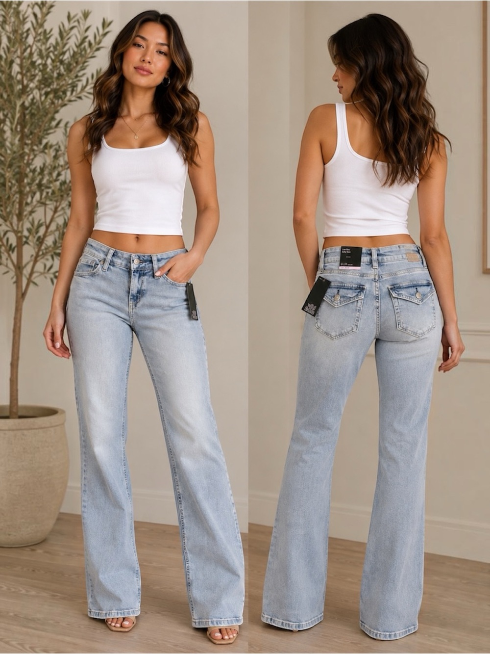 Wild Fable Women's Bootcut Jeans Low Rise Light Wash Stretch Denim Pockets